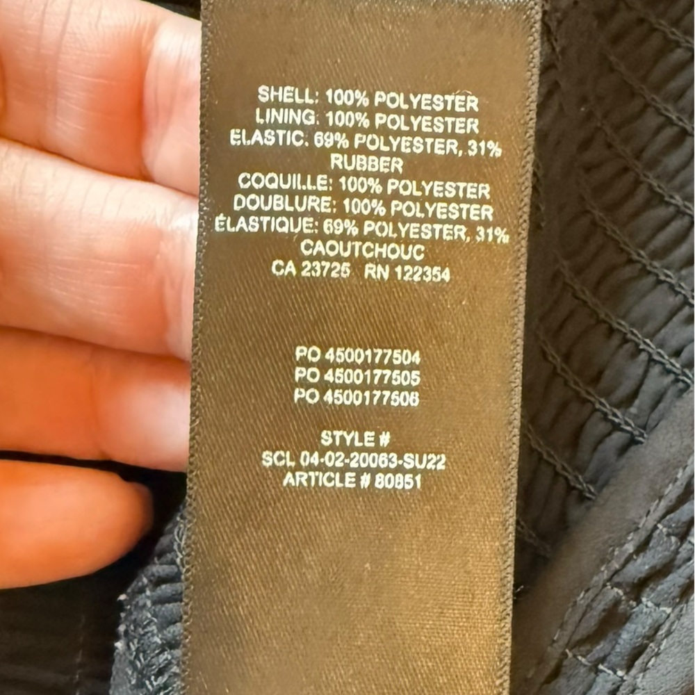 Wilfred Wistful Blouse Black Sheer Long Sleeves Smocked Surplice Size Medium EUC - Picture 4 of 10